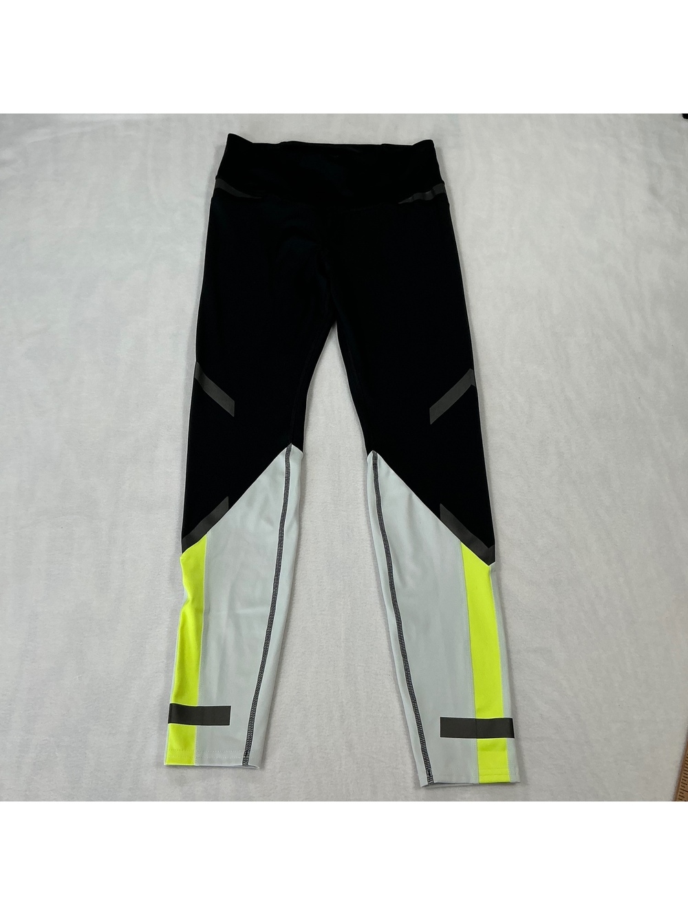 Brooks Running Leggings Black White Neon Yellow Size S